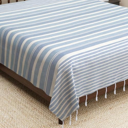 Värde 210 TC Cotton Bedsheet | Handmade Double Bedsheet | Handloom Bedsheets | Without Pillow Cover | Double Bedsheet for Summer (90X100 Inches, 7.5 x 8.3 Feet (Glaucous) - Image 3