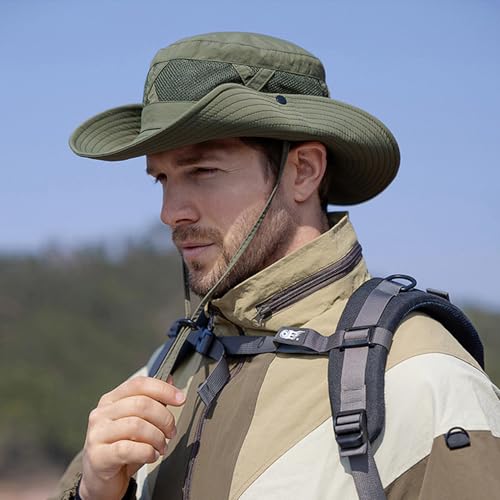 YUISI ​​Sun Hat​​ for Men Women, Breathable Summer Hat for Travel, Hiking, Gardening, Sun Hats for Men​​ & Round Sun Cap for Hiking, Hats for Women​​ Indoor Outdoor Activities Army Green - Image 3