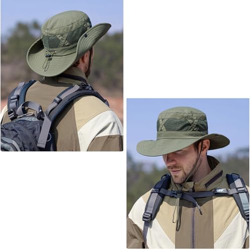 YUISI ​​Sun Hat​​ for Men Women, Breathable Summer Hat for Travel, Hiking, Gardening, Sun Hats for Men​​ & Round Sun Cap for Hiking, Hats for Women​​ Indoor Outdoor Activities Army Green - Image 4