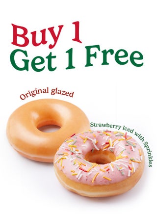Strawberry Iced with Sprinkles Doughnut Buy 1 Get 1 Free