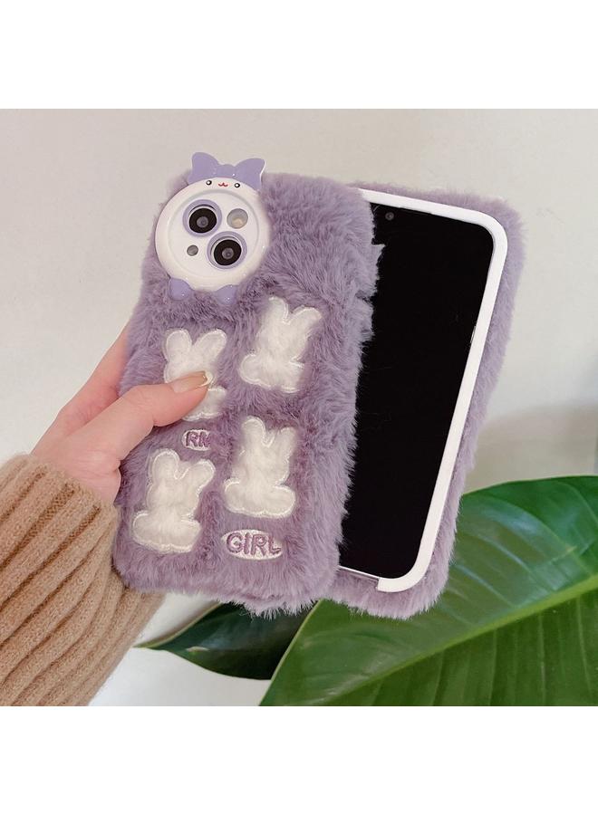S-TOP Case For iPhone 15 Plush Cute Rabbit Full Coverage Phone Case - Image 3