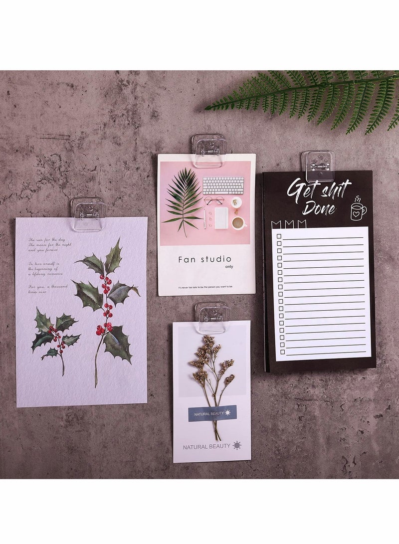 SYOSI Self Adhesive Clips, Tapestry Hangers, Wall Clips, Shower Curtain Clips, Photo Clips for Paper Flag Hanger Double-Sided Adhesive Spring Clips for Teachers, Poster and Home Office Rope(Clear,12 Pcs) - Image 2