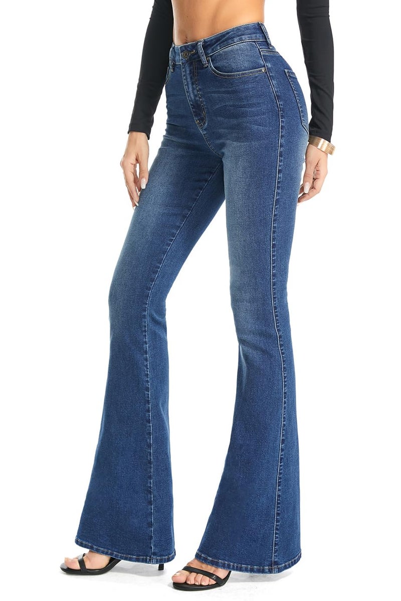 FLYING BANANA Women's Totally Shaping Curvy Strtchy Bootcut Flare Denin Jeans (Blue, 2 Short) - Image 2