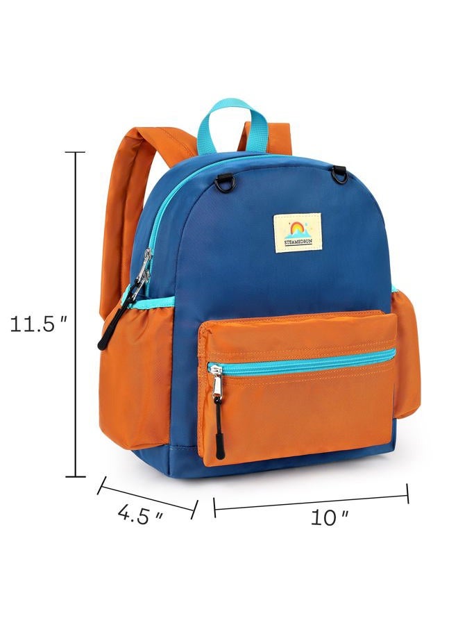 STEAMEDBUN Toddler Backpack for Boys 2-4: Preschool Kindergarten Backpack - Kids backpack for Boys Girls, Light Blue&dark Orange, SMALL - Age 6-8 (15"H), Travel Backpacks - Image 3