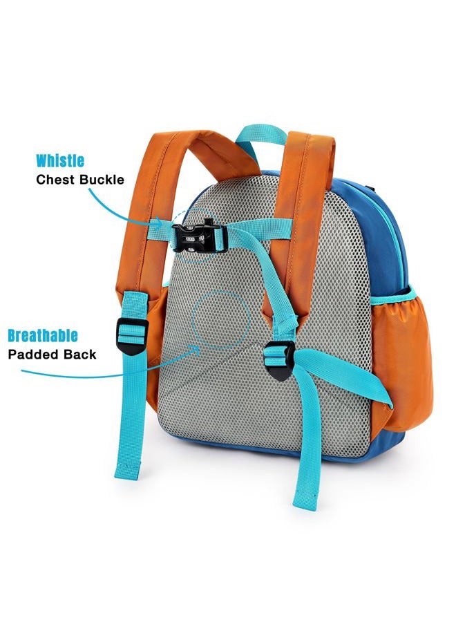 STEAMEDBUN Toddler Backpack for Boys 2-4: Preschool Kindergarten Backpack - Kids backpack for Boys Girls, Light Blue&dark Orange, SMALL - Age 6-8 (15"H), Travel Backpacks - Image 2