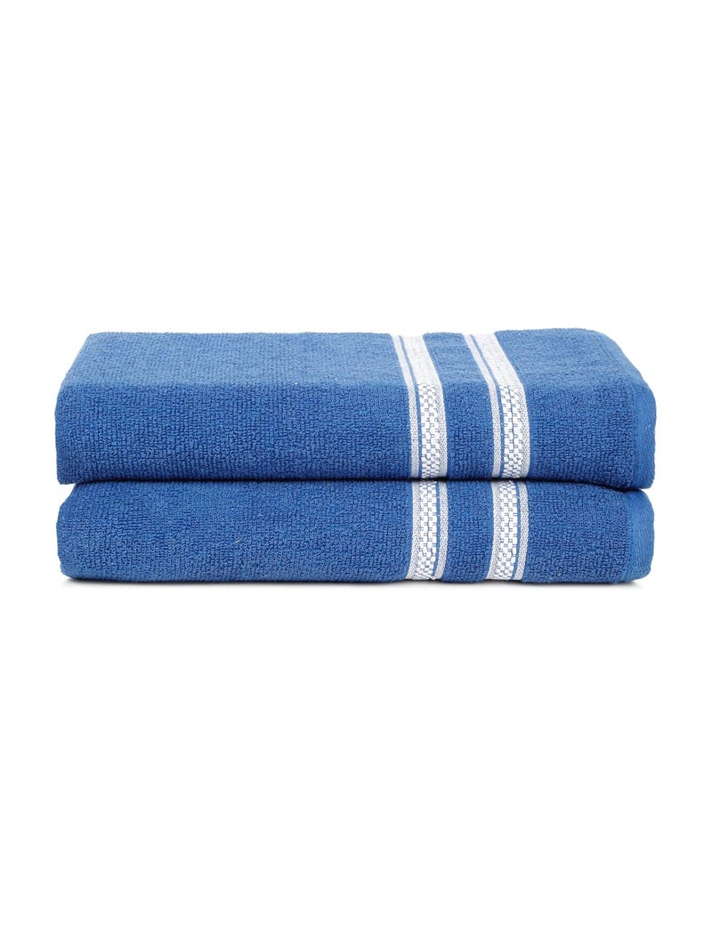 CREEVA Comfort Living Cotton Bath Towel Set of 2, 410 GSM, 70x140 cm - Royal Blue Duo - Image 1