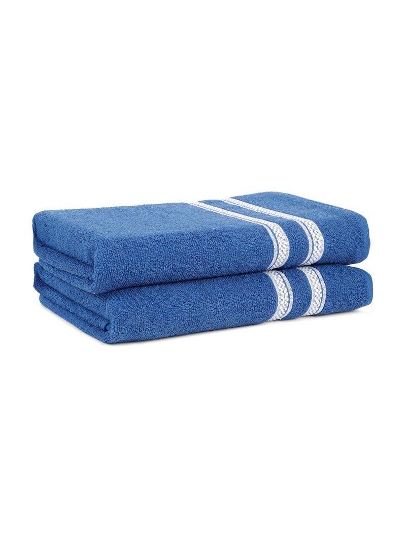 CREEVA Comfort Living Cotton Bath Towel Set of 2, 410 GSM, 70x140 cm - Royal Blue Duo - Image 3