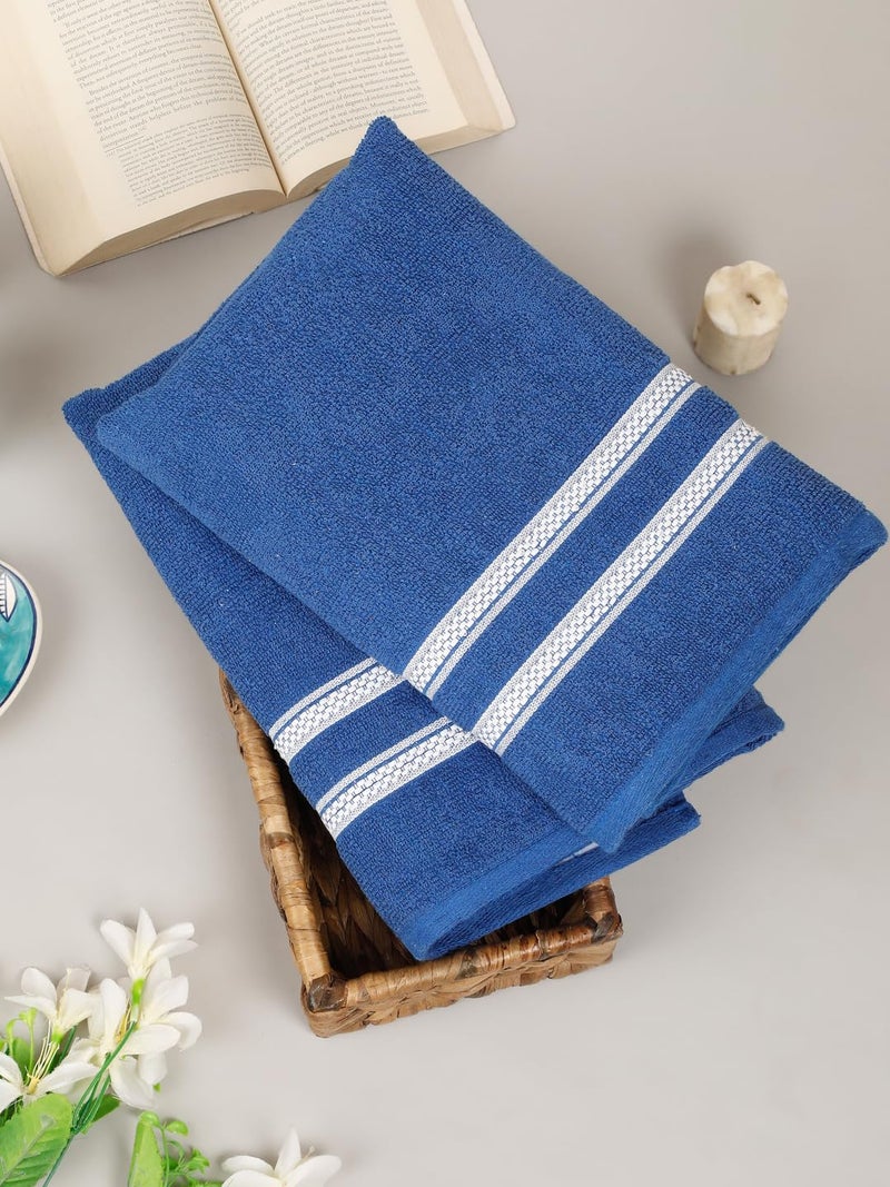 CREEVA Comfort Living Cotton Bath Towel Set of 2, 410 GSM, 70x140 cm - Royal Blue Duo - Image 2