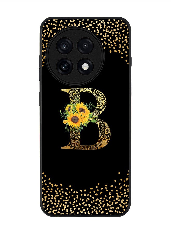Stylizedd For OnePlus 13R / Ace 5 Pro Case,Slim fit Camera Protection, Shockproof Thin Phone cover  - Custom Floral Monogram - B ( Black )