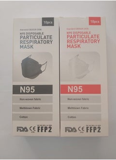2 Box N95 Disposable Particulate Respiratory Face Mask for Adults Black And White