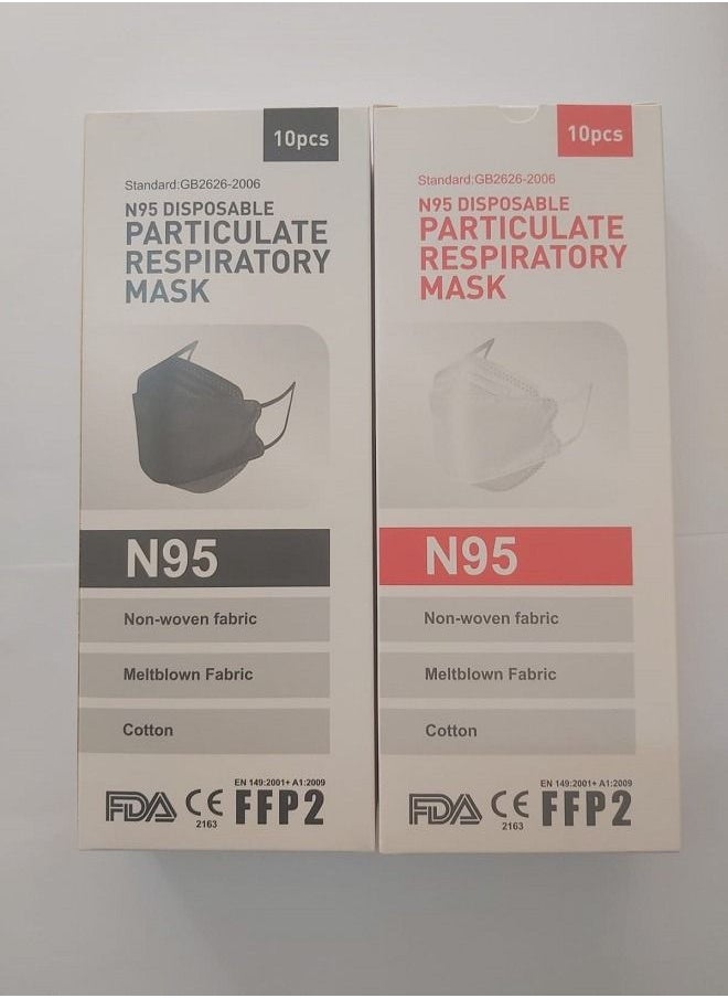 Generic - 2 Box N95 Disposable Particulate Respiratory Face Mask for Adults Black And White - Image 1