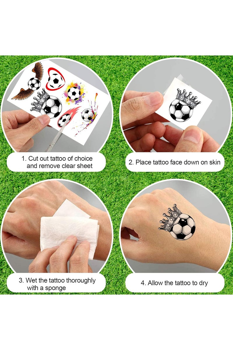 قوس قزح أورينبو 14 ورقة وشم مؤقت لكرة القدم، وشم كرة القدم للأطفال الأولاد، ملصق وشم كرة القدم لكأس العالم، حقيبة حفلات عيد ميلاد الأطفال، حشو الجوارب، هدايا ألعاب الأطفال، لوازم الحفلات - Image 4
