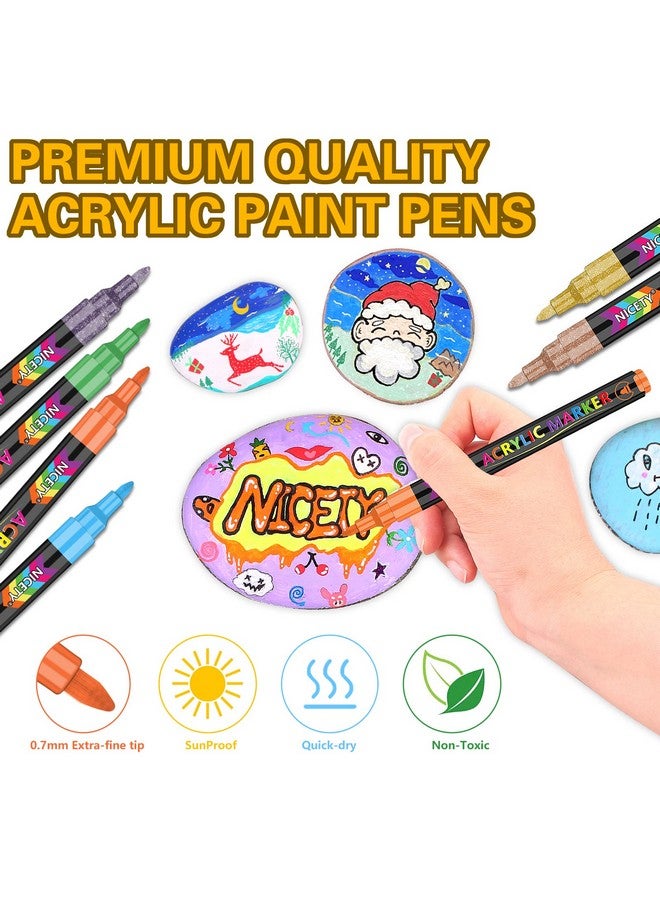 NICETY 72 Colors Acrylic Paint Pens Paint Markers, Extra Fine Tip Point Acrylic Paint Pens for Rock Painting, Canvas, Wood, Ceramic, Glass, Stone, Fabric, DIY Crafts & Art Supplies - Image 2