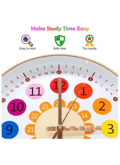 Generic Learning Clock for Kids Telling Time Teaching Clock Kids Room Wall Decor Silent Non Ticking Analog Battery Operated Learning Clock for Kids Room Bedrooms Playroom School  - Image 4