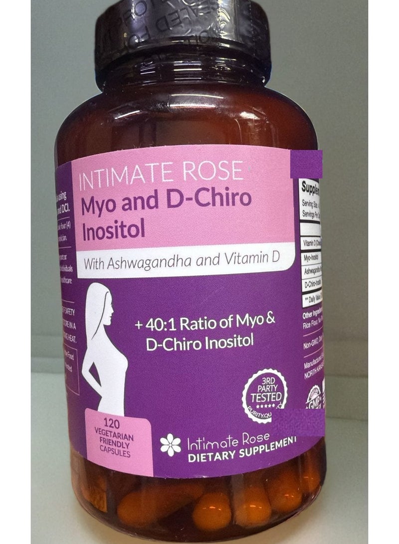 Intimate Rose مكمل ميو إينوزيتول ودي-كيرو إينوزيتول للنساء - توازن الهرمونات ودعم المبايض للنساء - نسبة مثالية 40:1، فيتامين د3 + أشواغاندا - Image 1