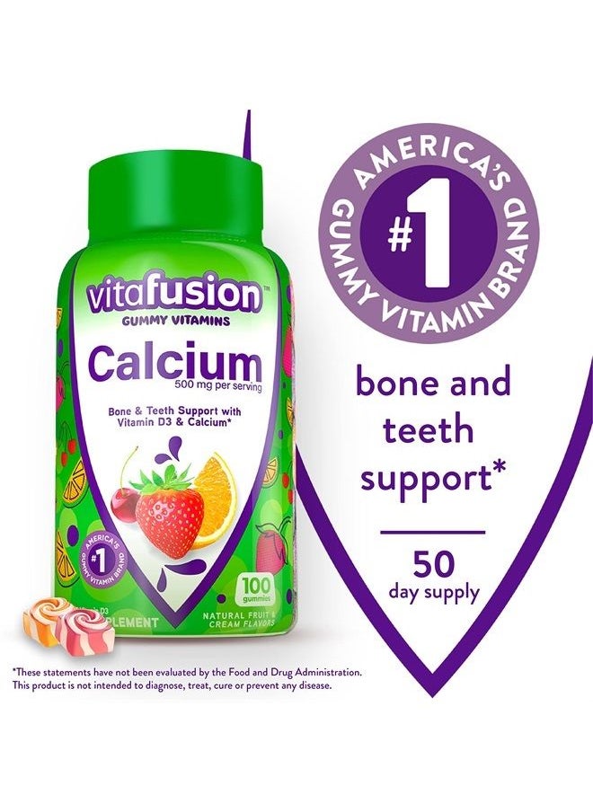 Vitafusion - vitafusion Chewable Calcium Gummy Vitamins for Bone and Teeth Support, Fruit and Cream Flavored, America's Number 1 Gummy Vitamin Brand, 50 Day Supply, 100 Count - Image 1