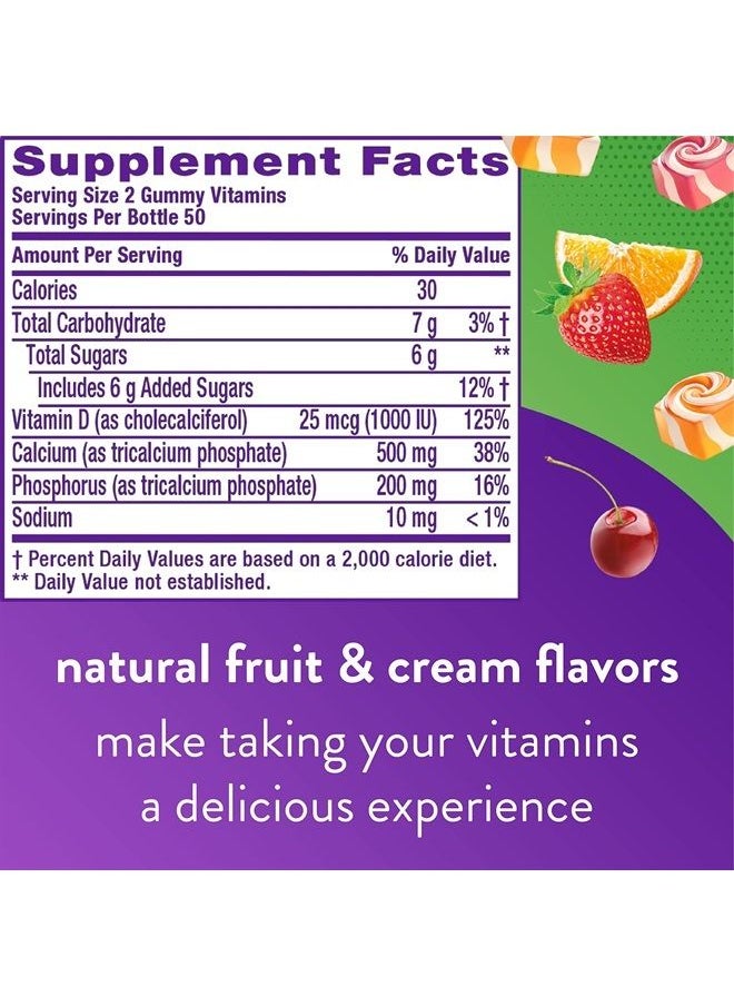 Vitafusion - vitafusion Chewable Calcium Gummy Vitamins for Bone and Teeth Support, Fruit and Cream Flavored, America's Number 1 Gummy Vitamin Brand, 50 Day Supply, 100 Count - Image 1