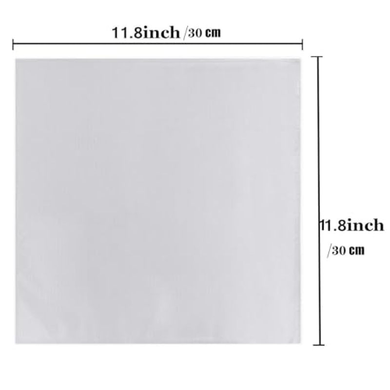 White Pocket Square 12" x 12" Premium Polyester Silk - Timeless Elegance Solid Color Design Polyester Pocket Square - Versatile Wedding Accessory for Formal Wear - Image 3