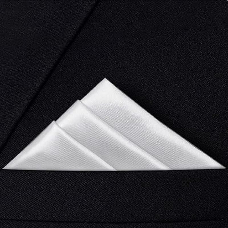 White Pocket Square 12" x 12" Premium Polyester Silk - Timeless Elegance Solid Color Design Polyester Pocket Square - Versatile Wedding Accessory for Formal Wear - Image 2