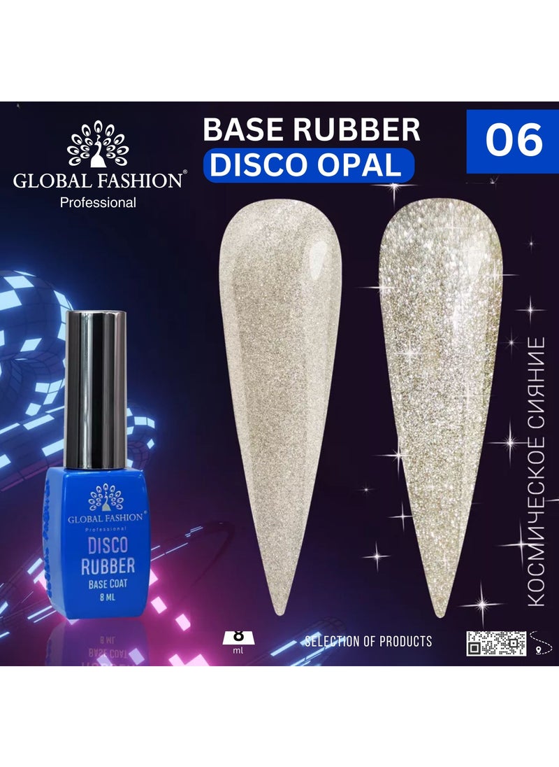 GLOBAL FASHION Global Fashion Disco Reflective Rubber Base - 8ml | Long-Lasting Shine for Nail Art | Shade (06)  - Image 2