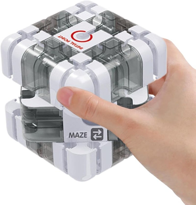 مكعب متاهة ثلاثي الأبعاد أبيض لغز دماغي لعبة إدراك مكاني للبالغين والمراهقين والأطفال - Image 1