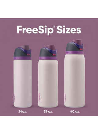 زجاجة مياه معزولة من الفولاذ المقاوم للصدأ من FreeSip مزودة بقشة للرياضة والسفر والمدرسة، خالية من مادة BPA (وردي، 32 أونصة) - view 4