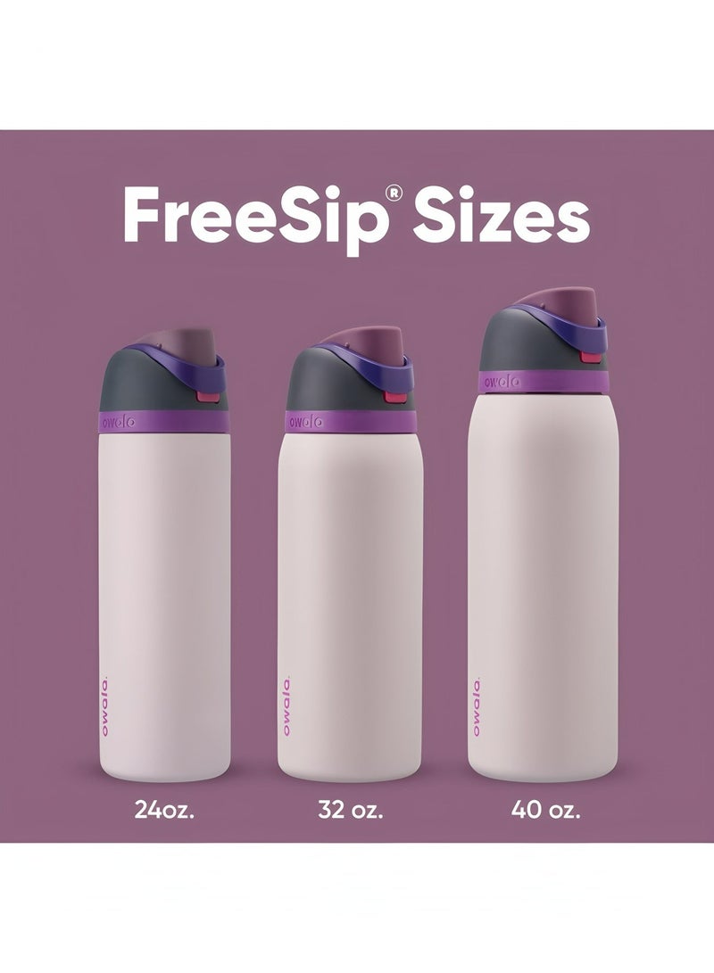 زجاجة مياه معزولة من الفولاذ المقاوم للصدأ من FreeSip مزودة بقشة للرياضة والسفر والمدرسة، خالية من مادة BPA (وردي، 32 أونصة) - Image 4