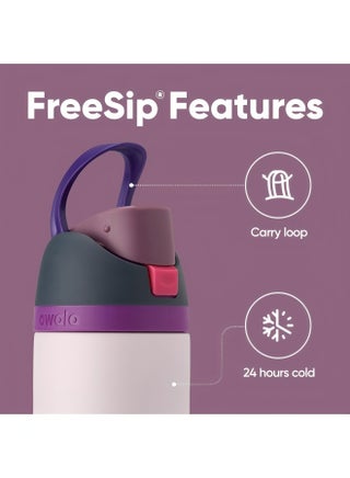 زجاجة مياه معزولة من الفولاذ المقاوم للصدأ من FreeSip مزودة بقشة للرياضة والسفر والمدرسة، خالية من مادة BPA (وردي، 32 أونصة) - view 3