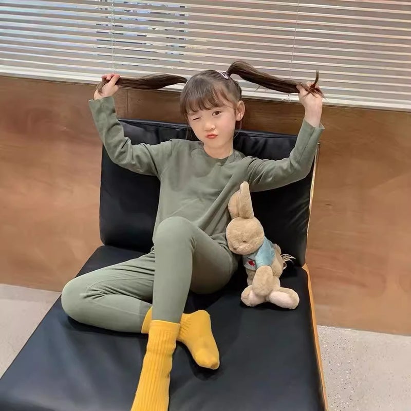 Girls Velvet Autumn Clothes and Pants Thermal Underwear suit Childrens Pajamas Winter Home Clothes Childrens Clothing Spring and Autumn Children rust red - Image 4