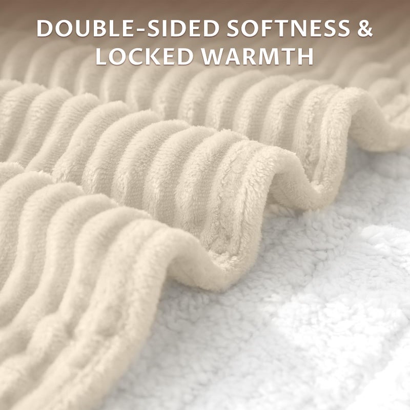 Reaks Electric Heated Throw Blanket, Silky Soft Flannel & Sherpa Heating Blanket Throw with 5 Heat Levels & 3 Hours Auto Off, Warm Gifts for Women Mom Grandma, ETL Certified (50x60 inches, Beige) - Image 5