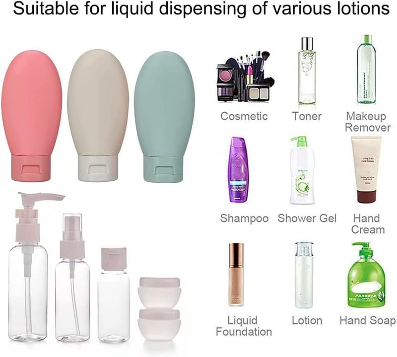 Nibbler 10 Pcs Travel Bottle Kit for Toiletries, Leak Proof Size Bottles, Refillable, Empty Bottles Set for Lotion Shampoo Conditioner Liquid, BPA Free - Image 4