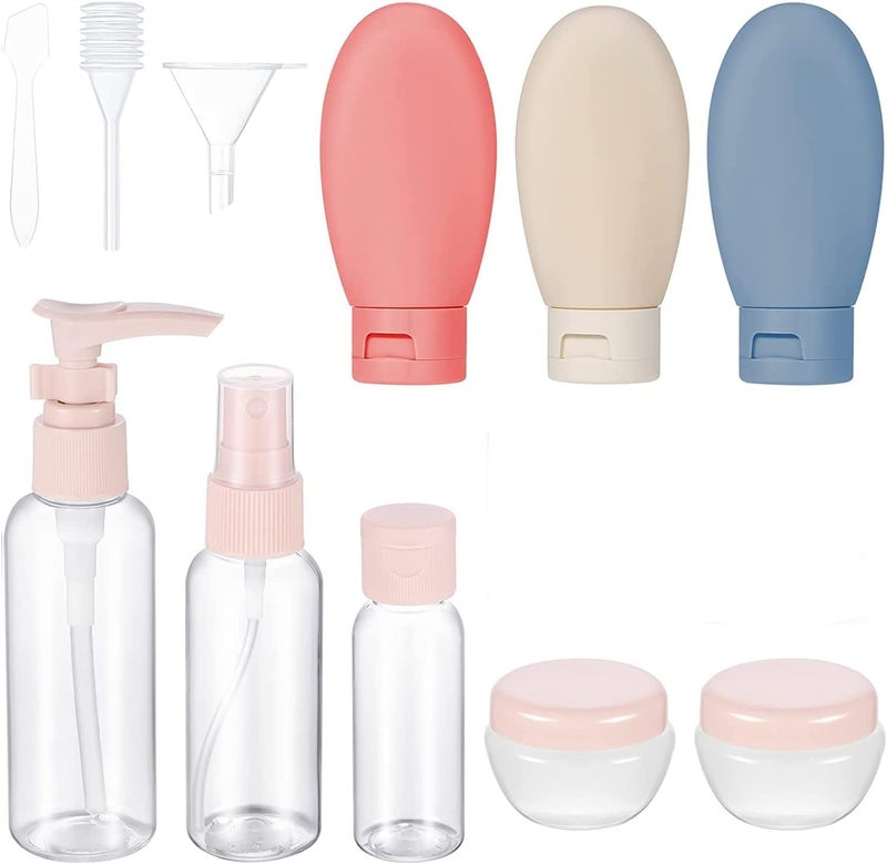 Nibbler 10 Pcs Travel Bottle Kit for Toiletries, Leak Proof Size Bottles, Refillable, Empty Bottles Set for Lotion Shampoo Conditioner Liquid, BPA Free - Image 1