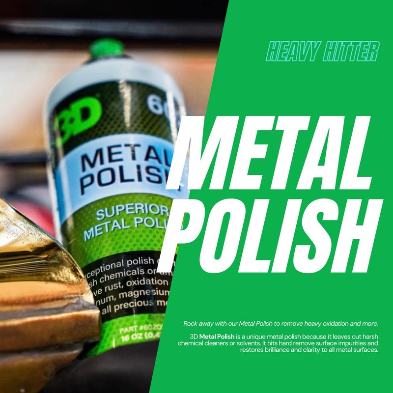 3D Metal Polish â€“ Heavy Duty Car Metal Polish for Aluminum, Chrome, Brass, Copper, Silver â€“ Removes Oxidation, Tarnish & Stains â€“ 16oz â€“ Made in USA - Image 3