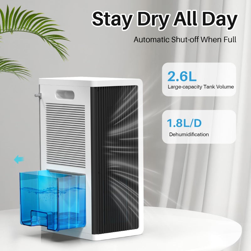 OKYUK Dehumidifier, 95 oz dehumidifiers for home,1000 sq. ft Dehumidifiers for Bedroom with 7 Colors LED Light, Ultra Quiet & Auto Shut off dehumidifiers for basements Ideal for RV, Bathroom, Bedroom - Image 4