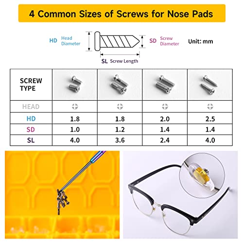 HIKETOLIGHT Eyeglass Nose Pads, 24 Pairs of Screw-in Glasses Nose Pads, Upgraded Magnetic Eyeglass Repair Kit with Precision Precision Screwdriver Set, Screws, Tweezer for Travel, Birthday Gift, Christmas - Image 5