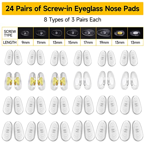 HIKETOLIGHT Eyeglass Nose Pads, 24 Pairs of Screw-in Glasses Nose Pads, Upgraded Magnetic Eyeglass Repair Kit with Precision Precision Screwdriver Set, Screws, Tweezer for Travel, Birthday Gift, Christmas - Image 2