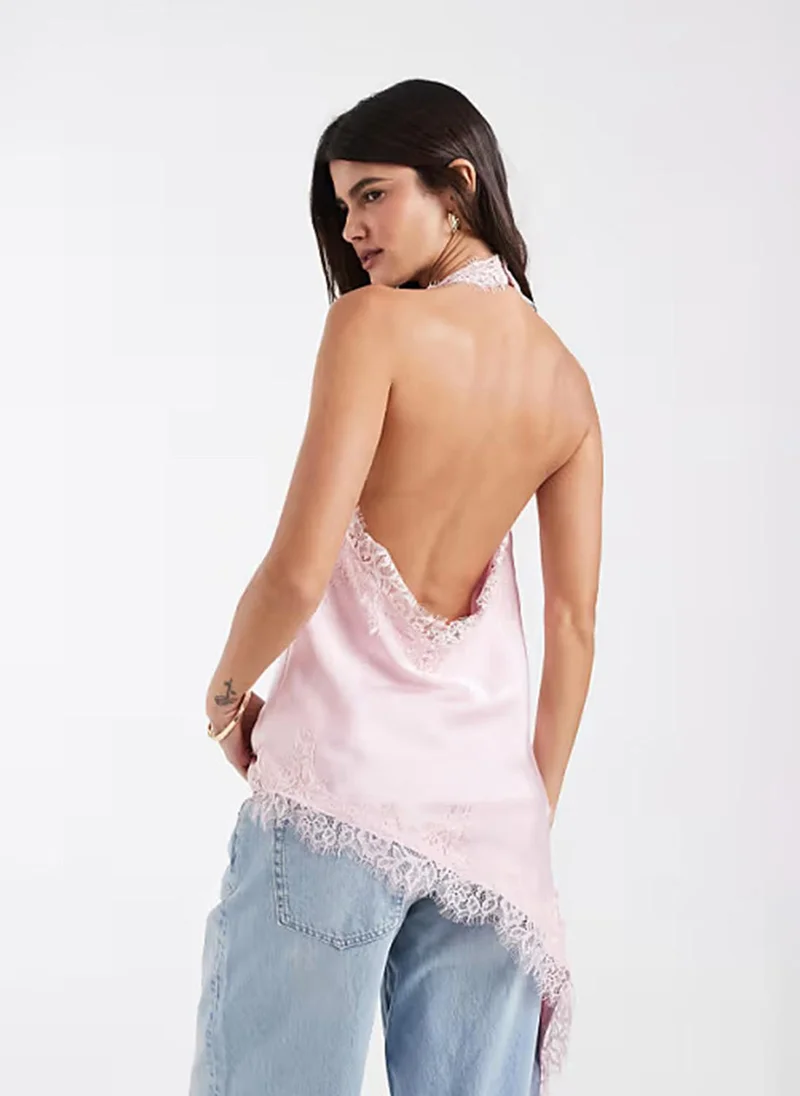 فيرو مودا Women's VMNICOLINA Halterneck Lace Top