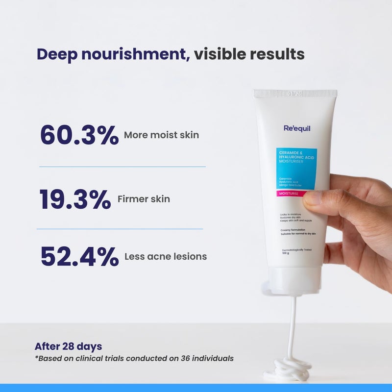 RE' EQUIL Ceramide & Hyaluronic Acid Moisturiser For Normal to Dry Skin -100 g - Image 5