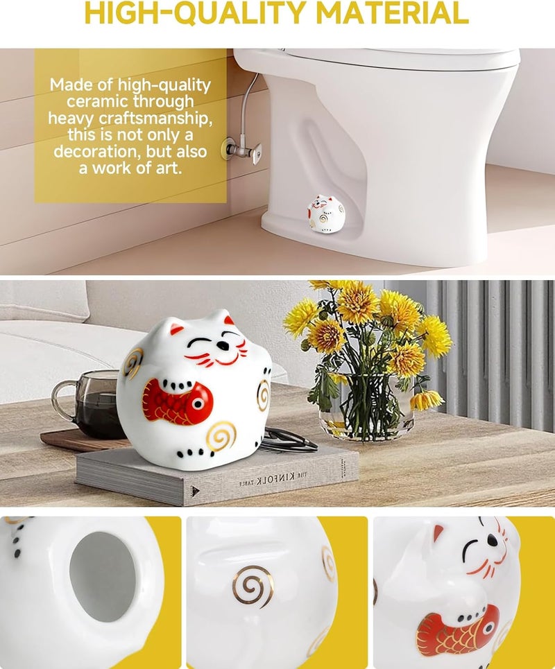 Filloman (2-pack) Charming Lucky Cat Ceramic Toilet Bolt Cover, Toilet Screw Cap with Cute Smiling Face Floor Bolt Replacement Accessory for Bathroom and Home Décor - Image 4