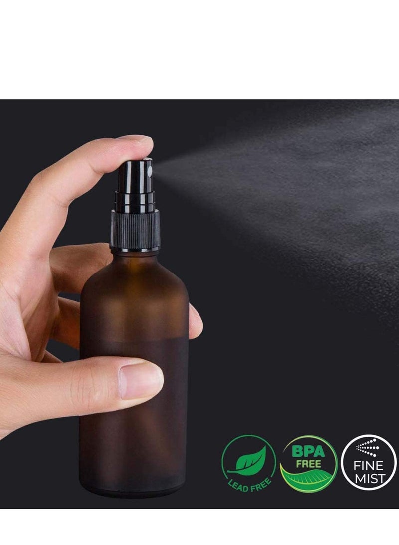SOLARAE Amber Essential Oil Bottles, Small Fine Mist Glass Spray Empty Frosted for Oils Watering Flowers Cleaning(3.4 oz, Set of 2) - Image 2
