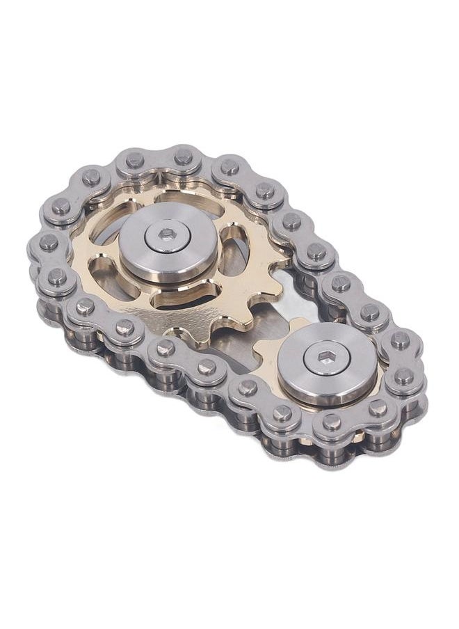 NIBEMINENT - Metal Sprockets Chains Decompression Toy Stress Relief Keep Focusing Fingertip Bike Chain Gears Sensory Gold Silver - Image 1