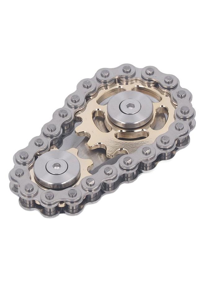 NIBEMINENT - Metal Sprockets Chains Decompression Toy Stress Relief Keep Focusing Fingertip Bike Chain Gears Sensory Gold Silver - Image 1