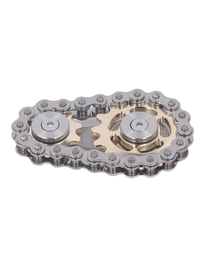 NIBEMINENT - Metal Sprockets Chains Decompression Toy Stress Relief Keep Focusing Fingertip Bike Chain Gears Sensory Gold Silver - Image 1