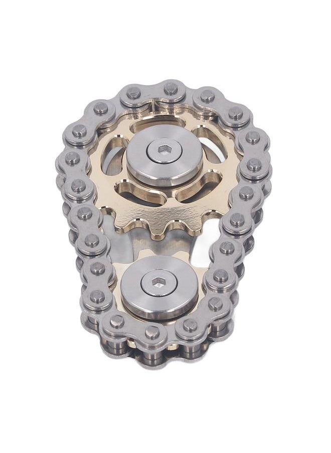 NIBEMINENT - Metal Sprockets Chains Decompression Toy Stress Relief Keep Focusing Fingertip Bike Chain Gears Sensory Gold Silver - Image 1