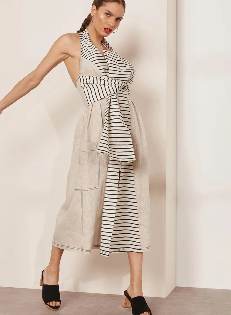 Paper London Halter Neck Striped Dress