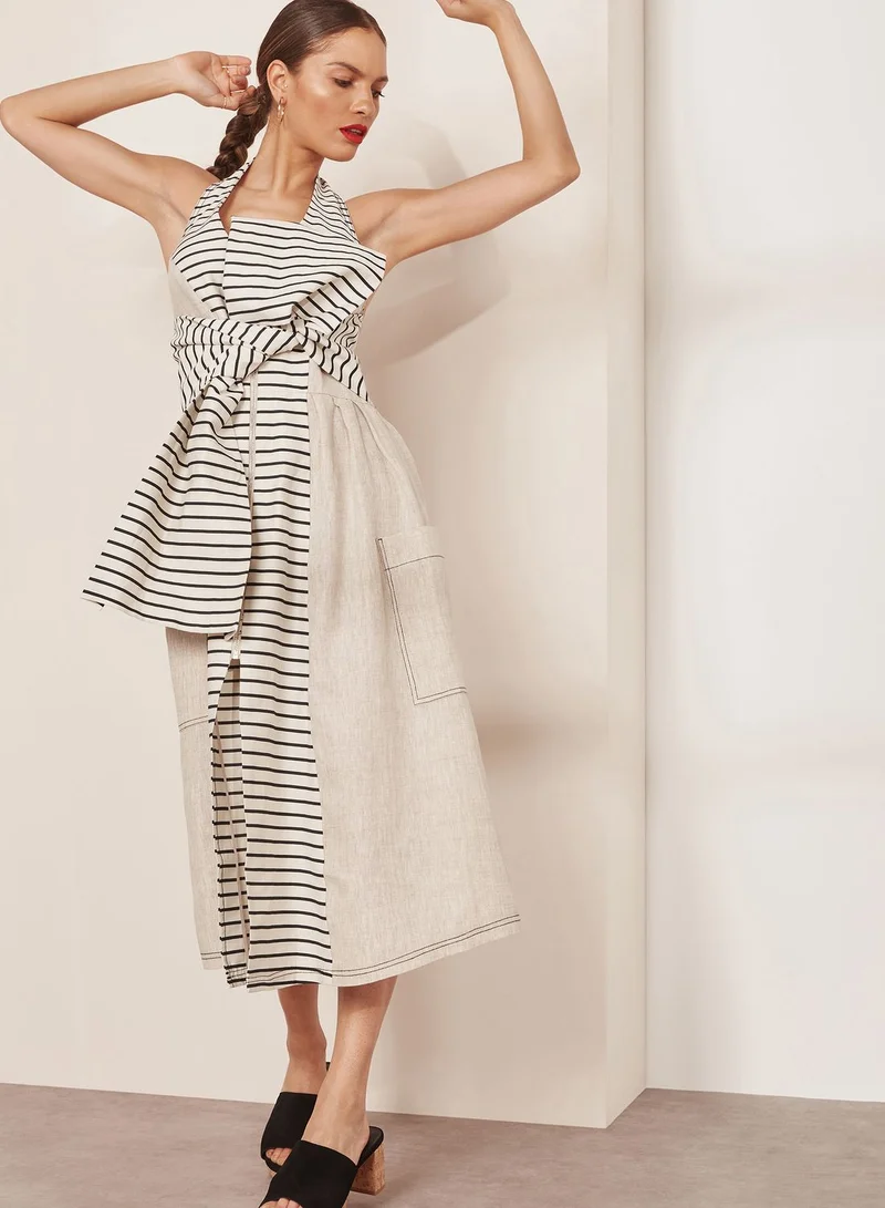 Paper London Halter Neck Striped Dress