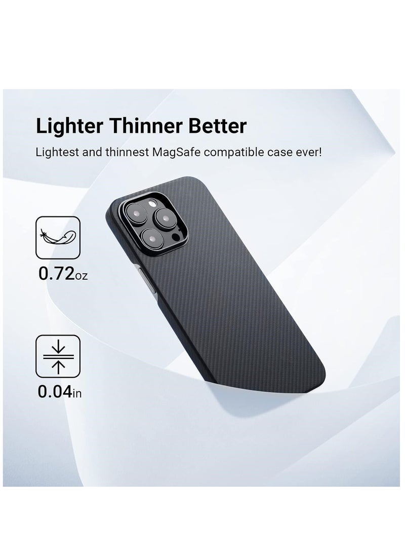 Case for iPhone 16 Pro with MagSafe, Slim & Light Minimalist Style Protective Cover, 600D Aramid Fiber Made, Carbon Fiber Texture, Black/Grey - Image 5