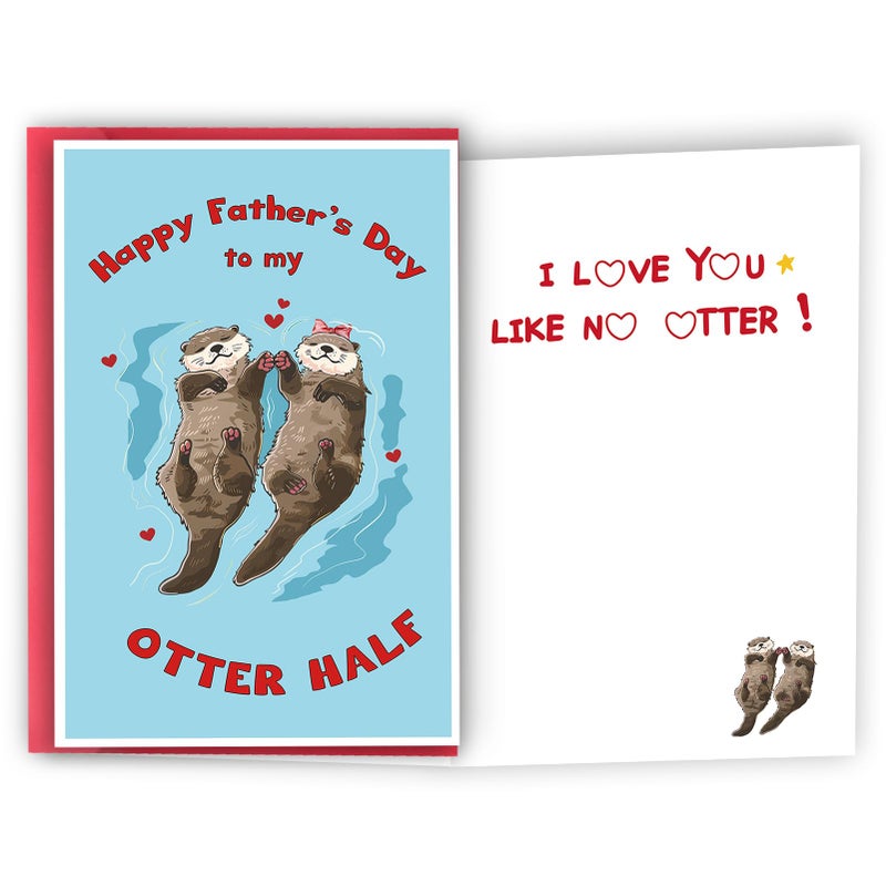 MQMRYeto Cute Fathers Day Card from Wife, Lovely Father's Day Gift for Husband,Happy Fathers Day to my Otter Half,Romantic Gift Idea for Men - Image 1