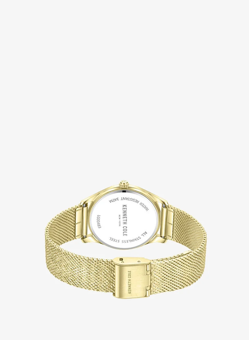 Kenneth Cole New York  34mm Analog Women's Watch with Gold Stainless Steel Bracelet for Women | Best Price UAE