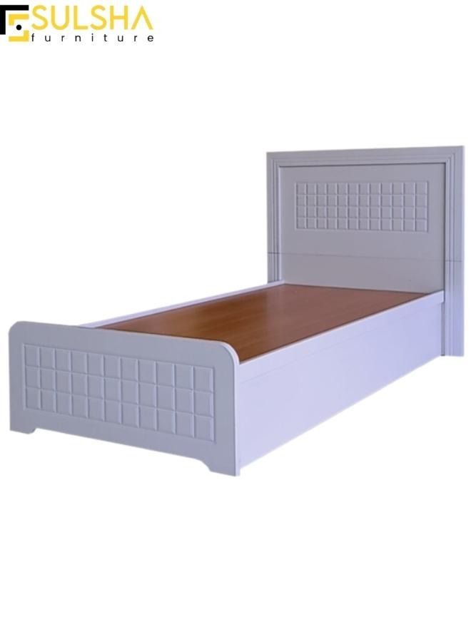 SULSHA Modern Wooden Bed Single Size 90x190 White With Medical Mattress